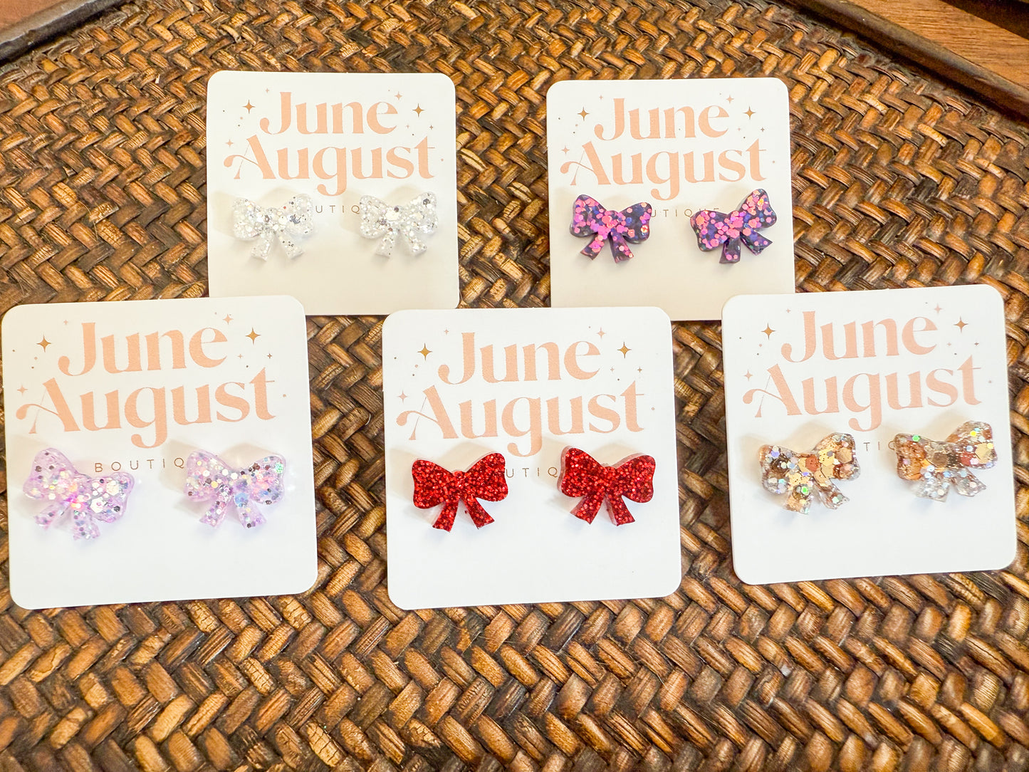 Claire Glitter Bow Studs