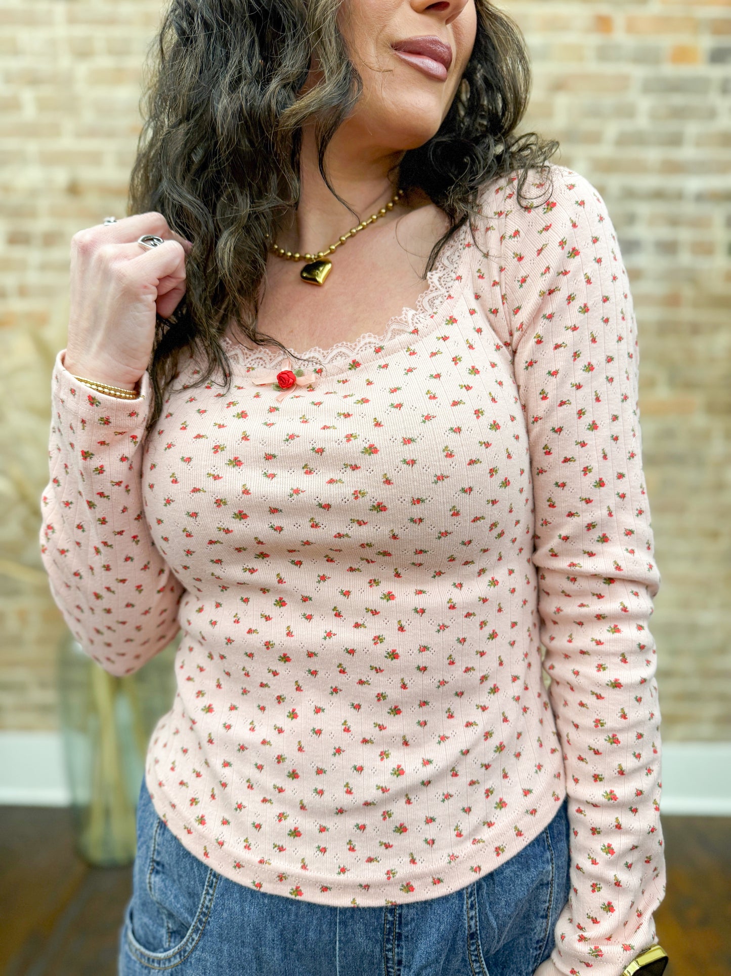 Everlee Printed top-Blush