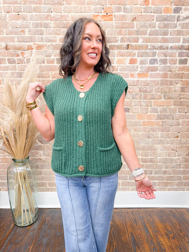 Sadie Sweater Vest-Dark Green