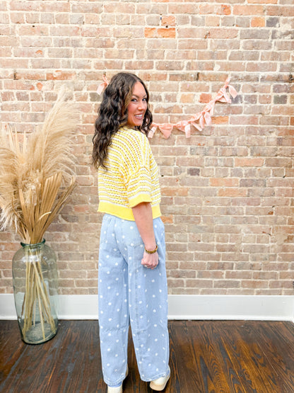 Brynlee Crochet Top-Butter Yellow