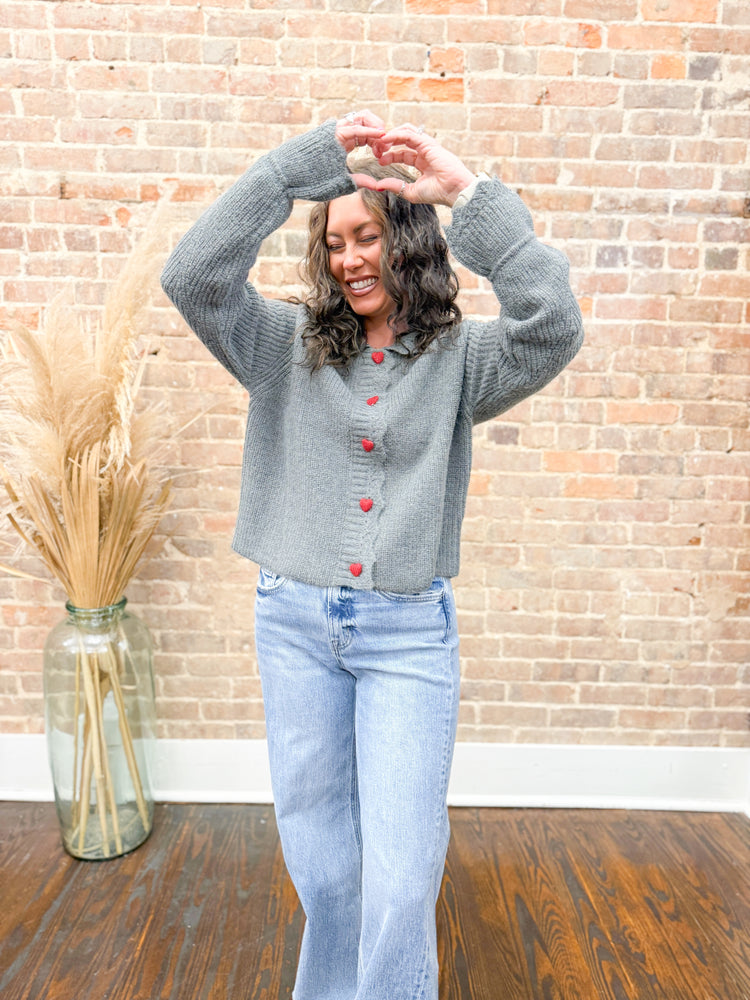 Nova Heart Cardigan-Grey