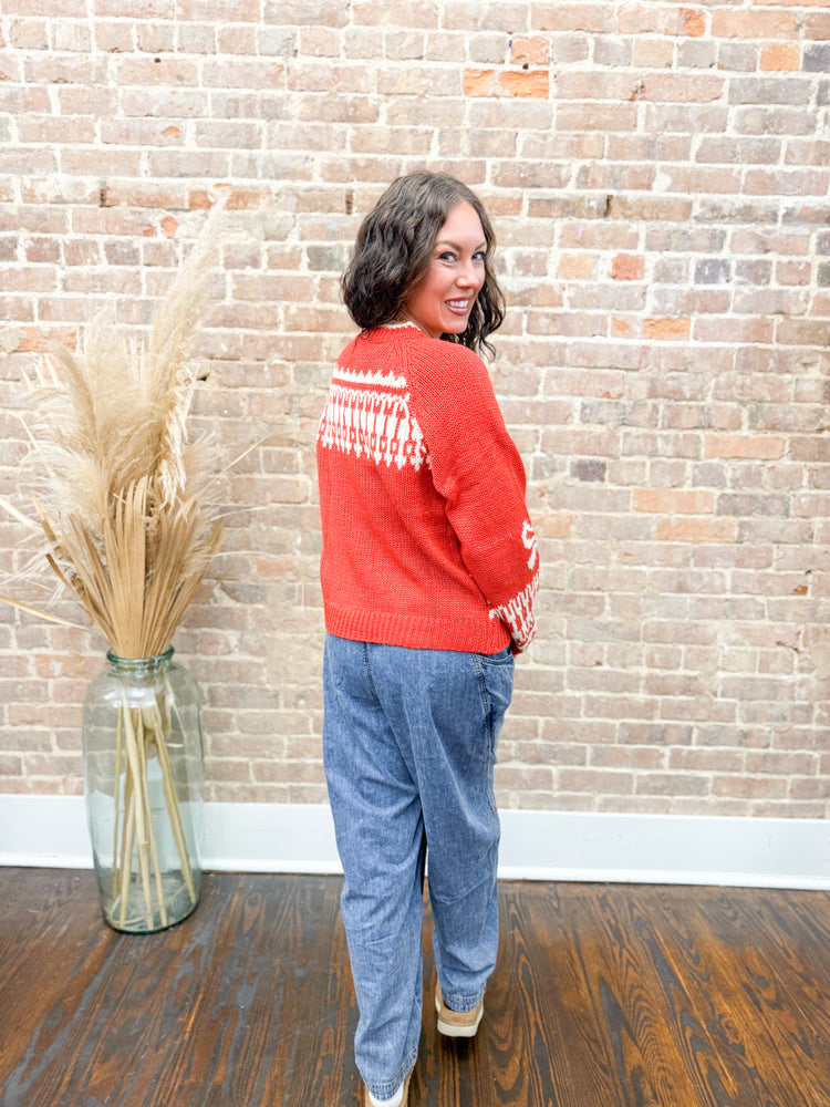 Raegan Swan Cardigan-Red