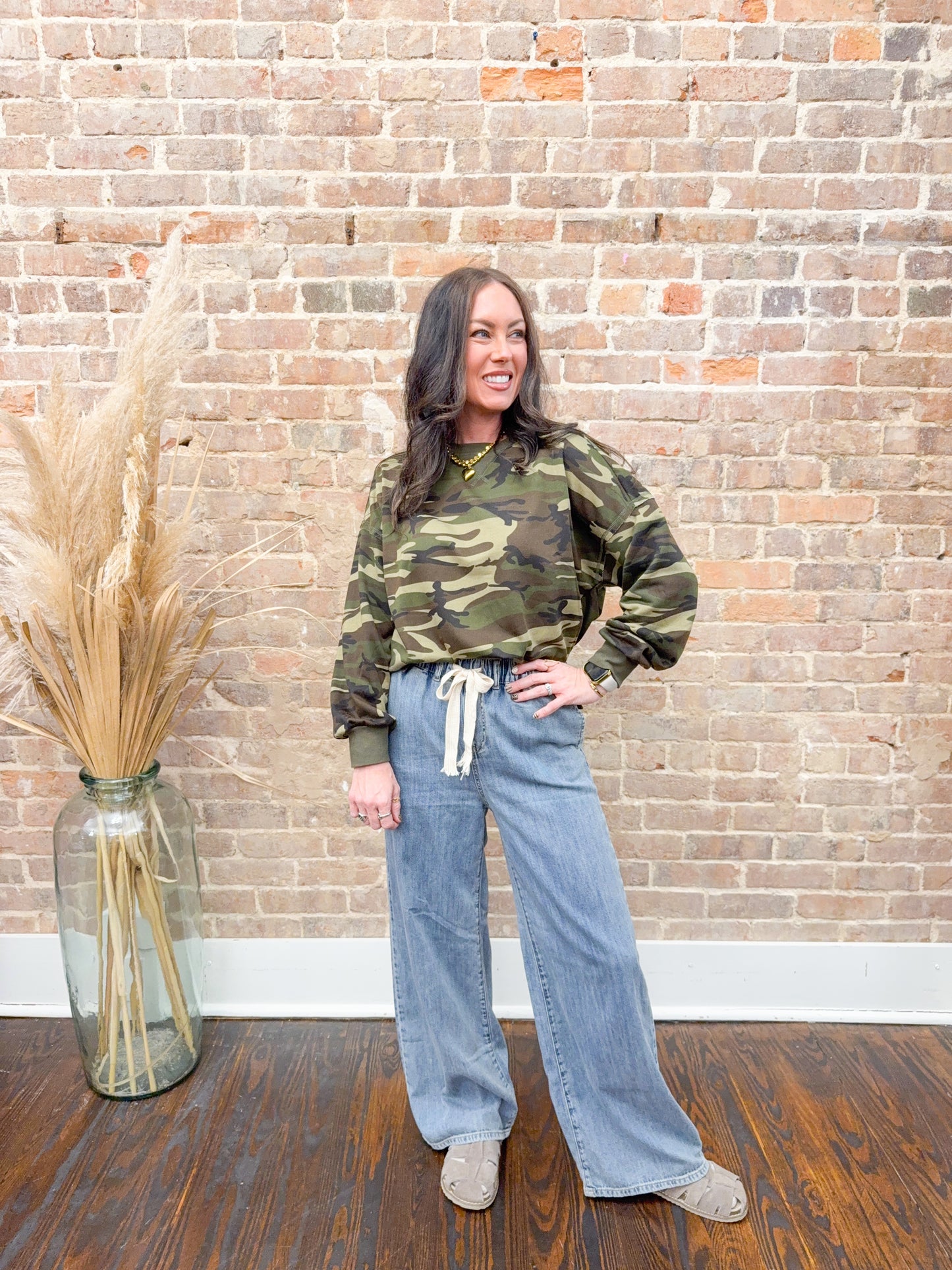 Lynlee Printed Sweatshirt-Camo