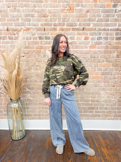 Lynlee Printed Sweatshirt-Camo
