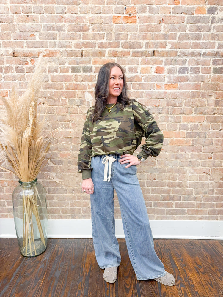 Lynlee Printed Sweatshirt-Camo