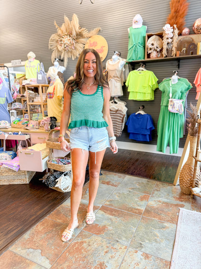 Hattie Striped Top-Green
