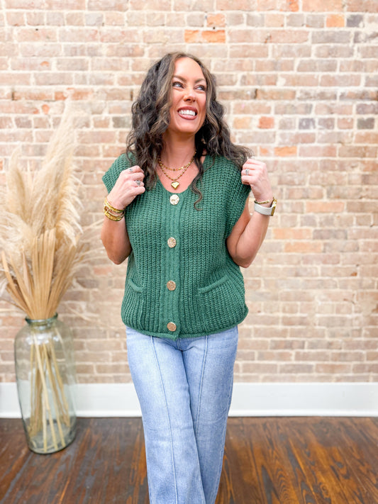 Sadie Sweater Vest-Dark Green