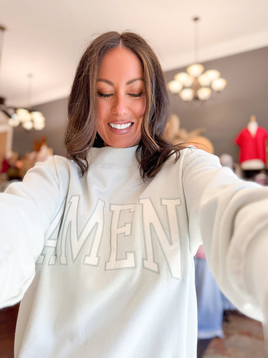 Amen Mock Neck Sweatshirt-Ice Green