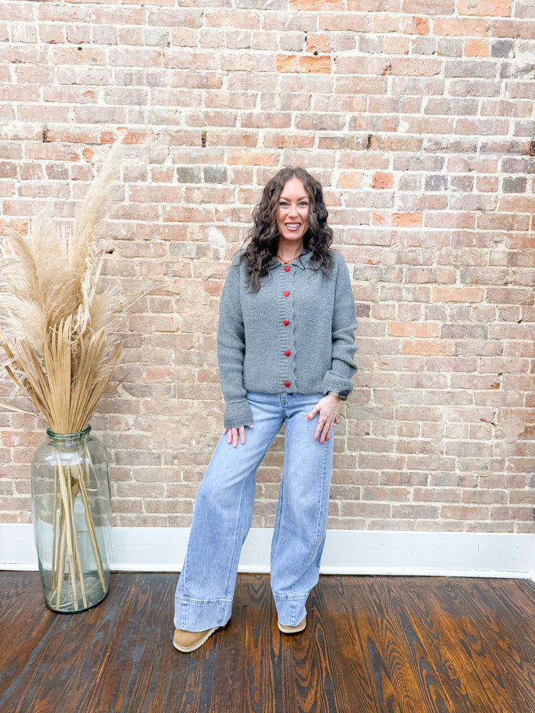 Nova Heart Cardigan-Grey