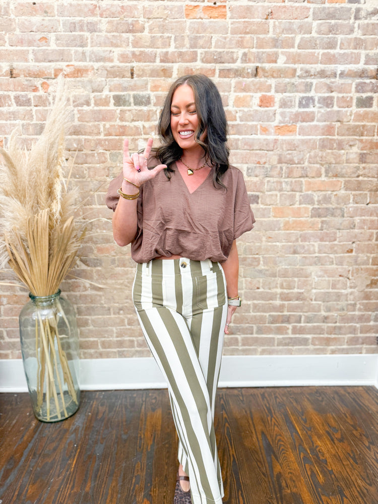 Polly Cropped Bubble Top-Espresso
