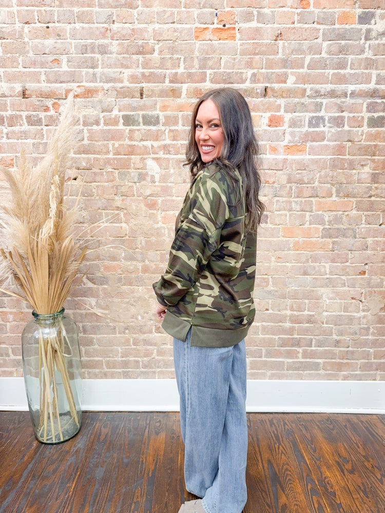 Lynlee Printed Sweatshirt-Camo