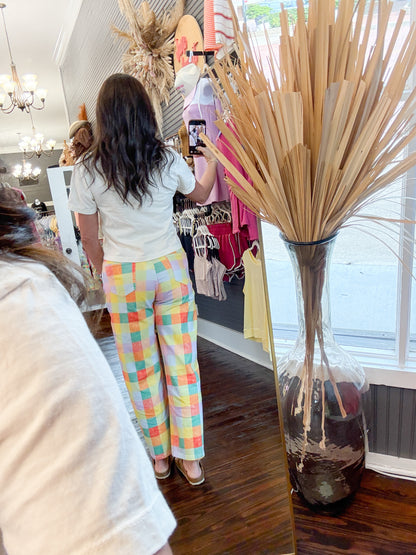 Madras Plaid Barrel Pants