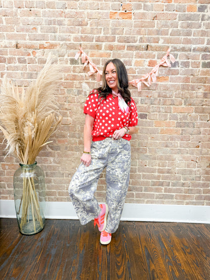 Justine Polka Dot Sweater-Red