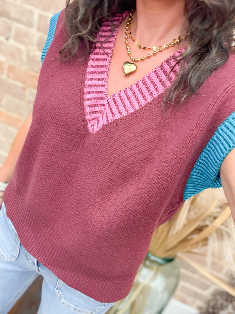 Corbin Contrast Sweater Vest