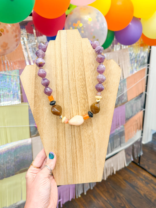 Purple Chunky Beaded Necklace