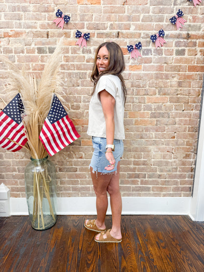 Liberty American Flag Tee - Beige