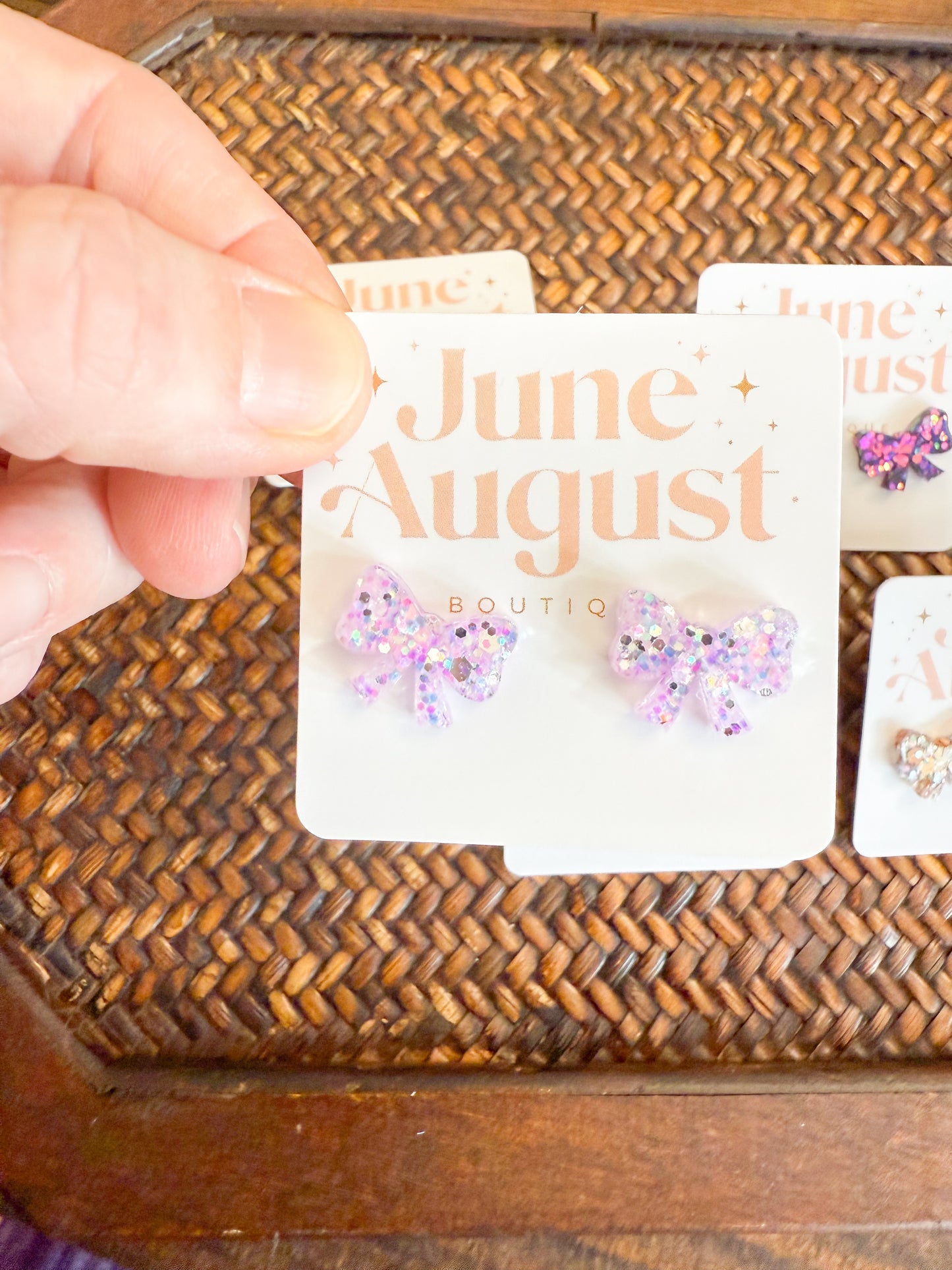 Claire Glitter Bow Studs