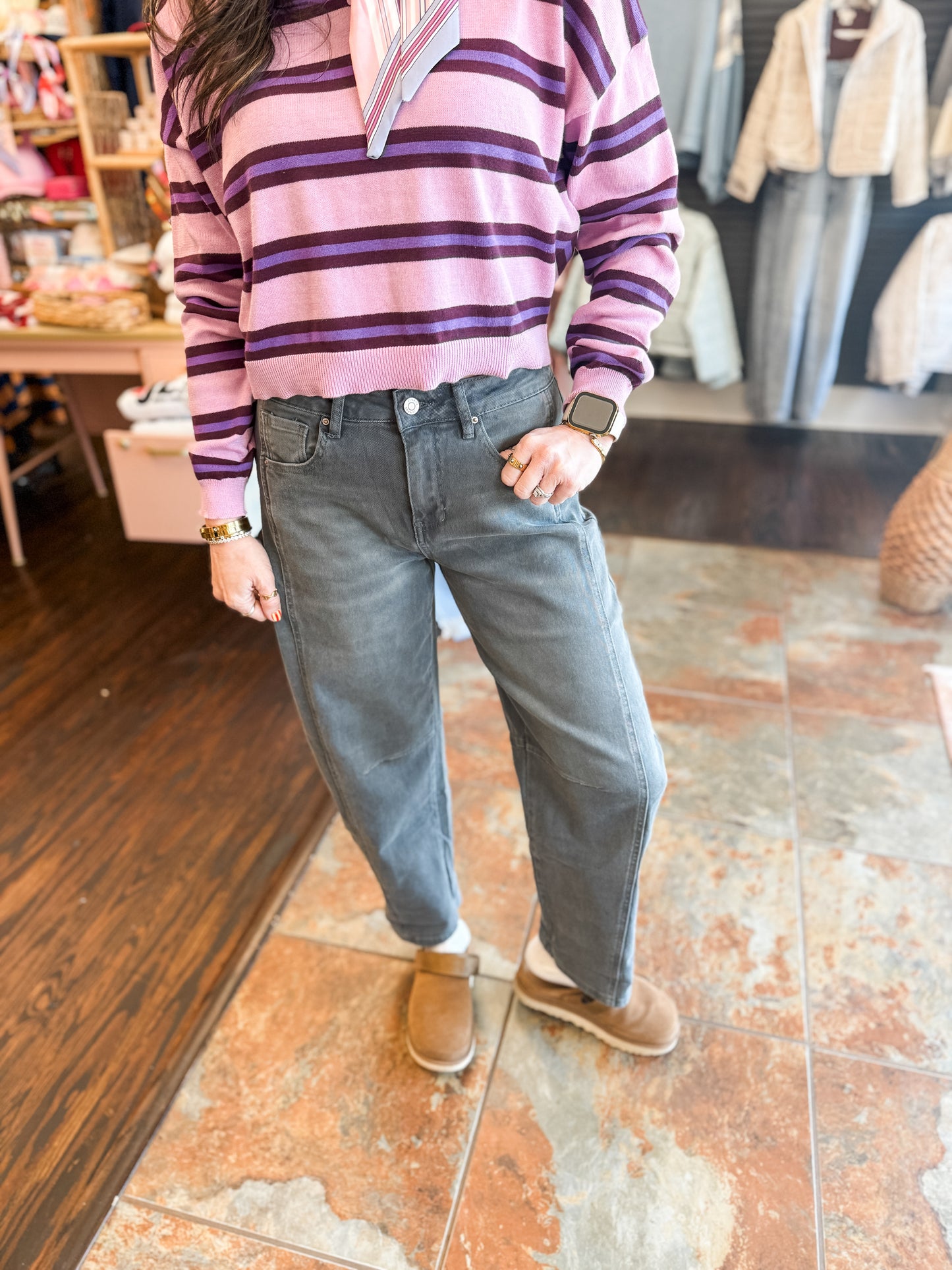 Benny Barrel Jeans-Ash Black