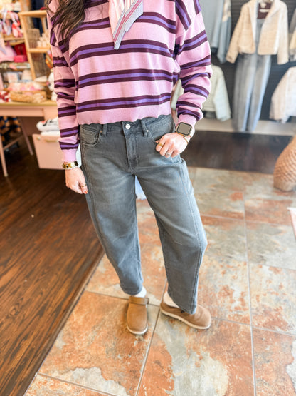 Benny Barrel Jeans-Ash Black