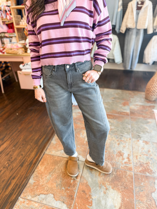 Benny Barrel Jeans-Ash Black