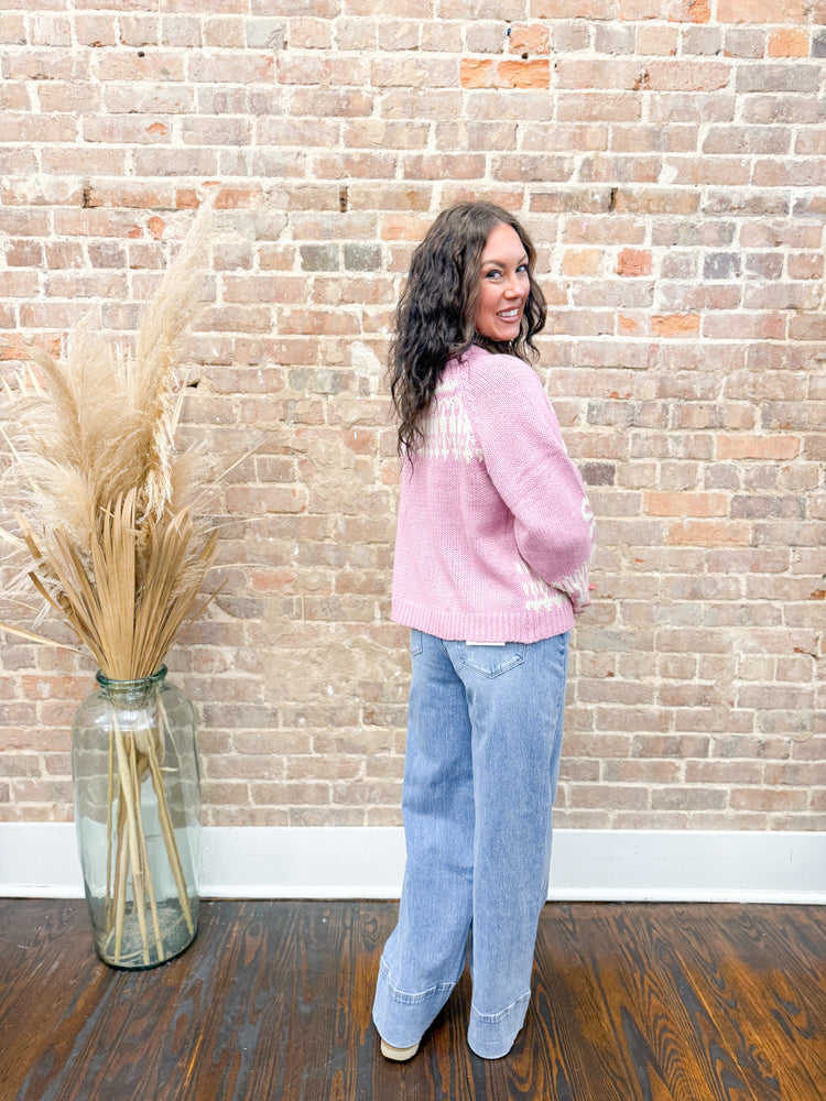 Raegan Swan Cardigan-Pink