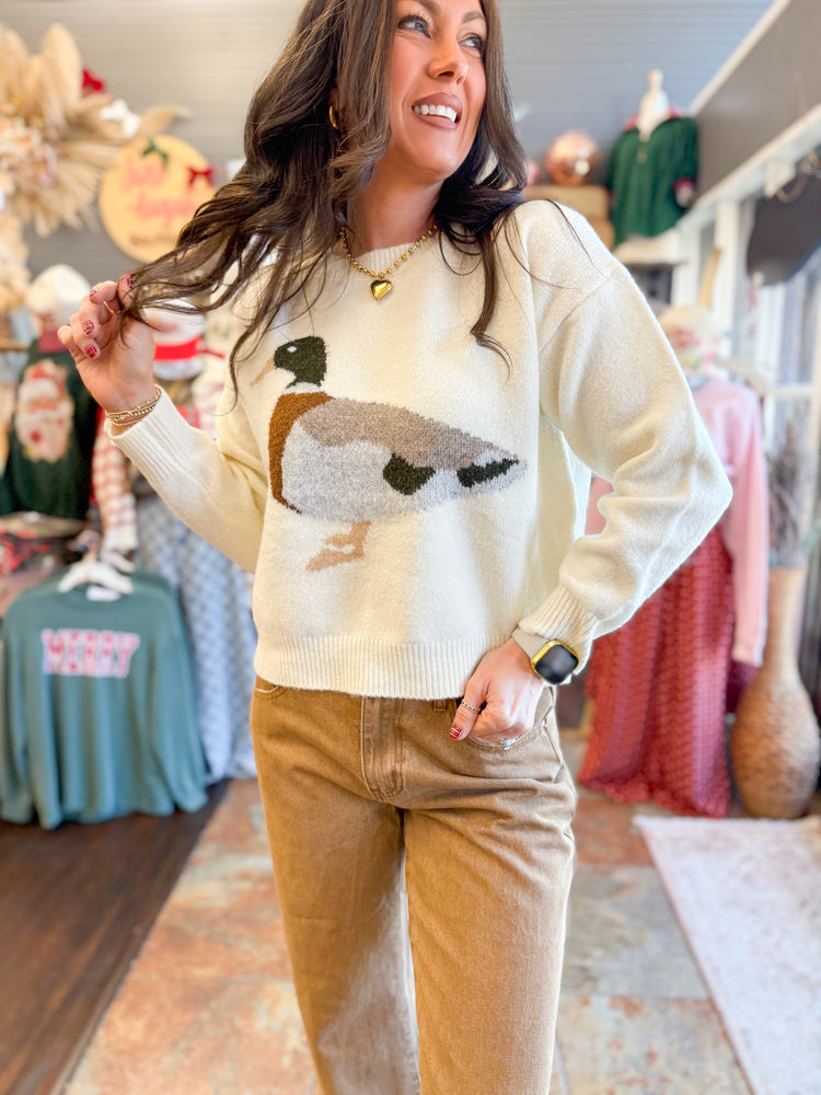 Mallard Duck Sweater-Ivory