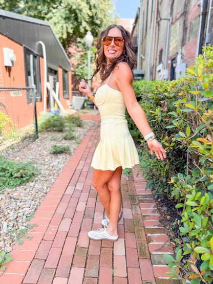 Kensie Pleated Active Dress-Lemon
