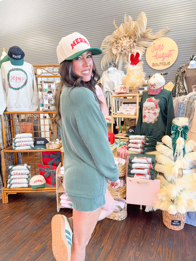 Merry Ribbed Shorts Set