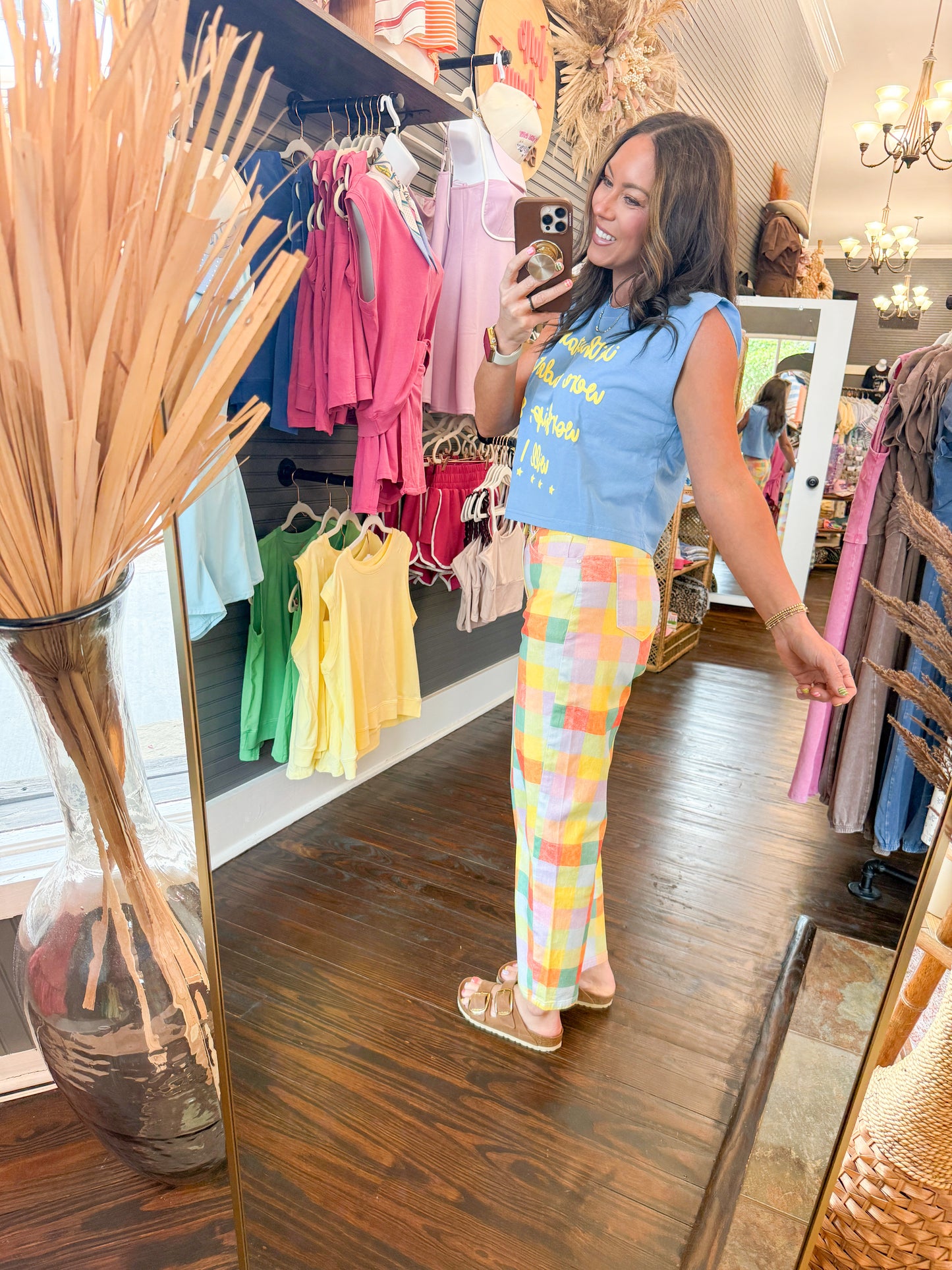 Madras Plaid Barrel Pants