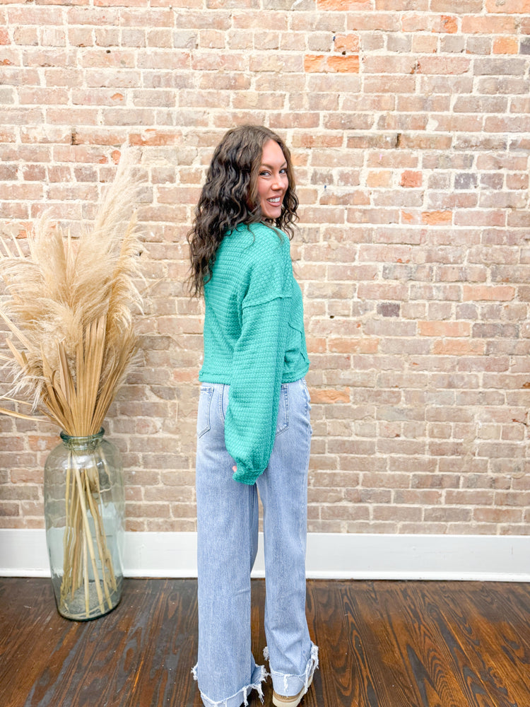 Willow Waffle Top-Seafoam