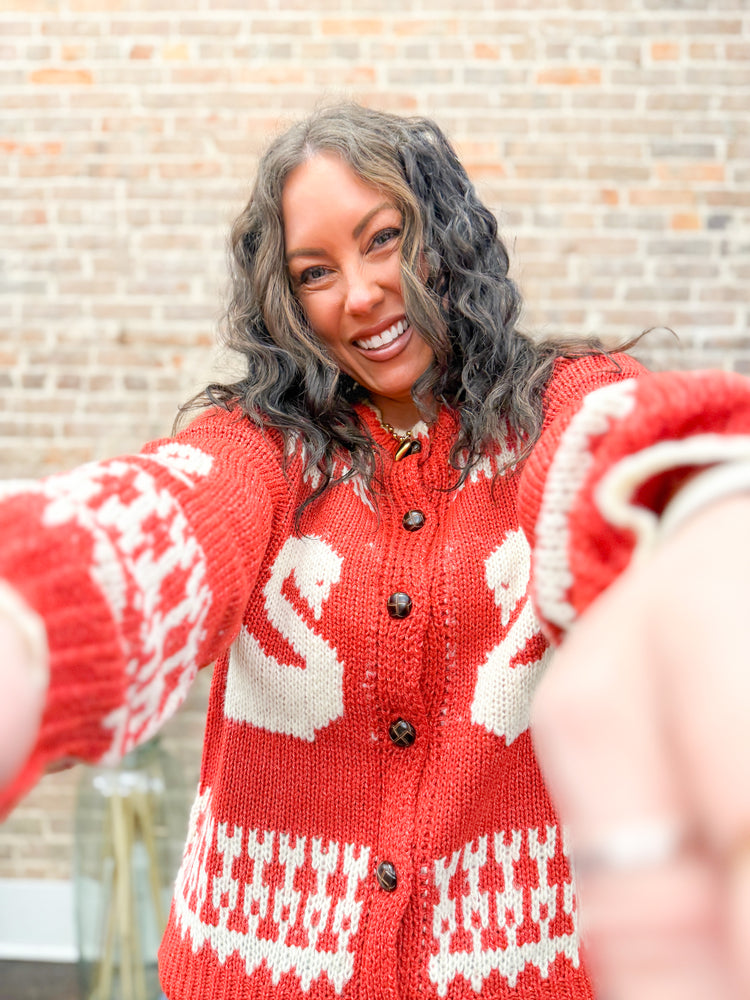 Raegan Swan Cardigan-Red