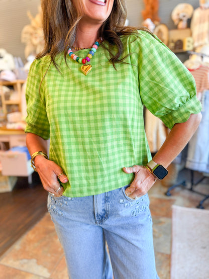 Graya Gingham Top