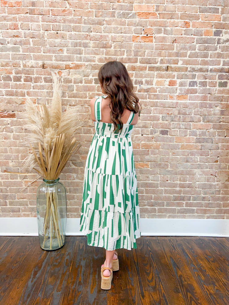 Kelley Abstract Print Dress-Green