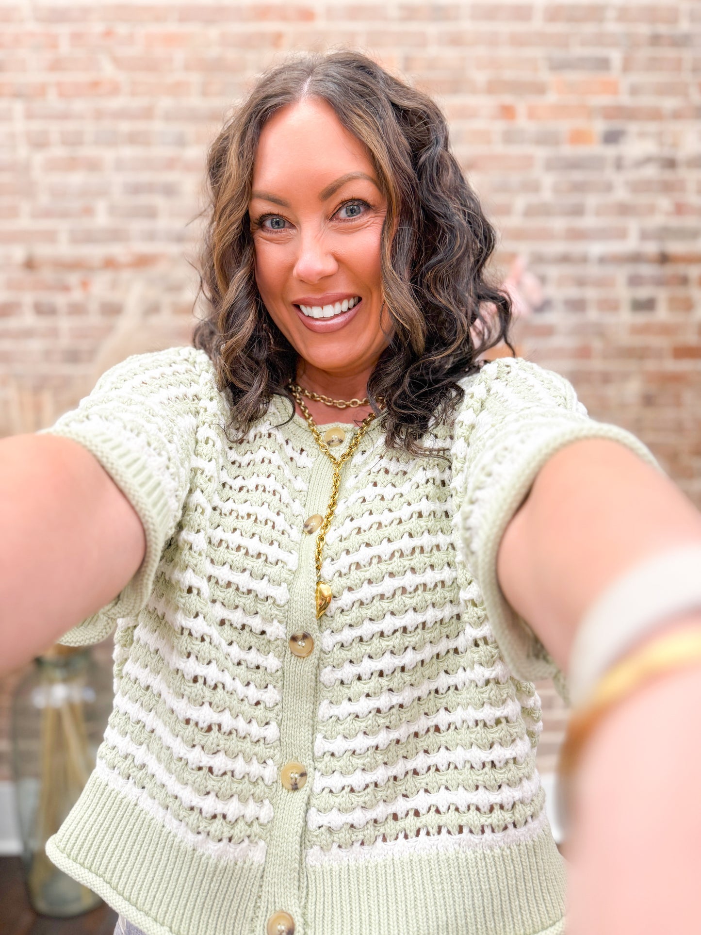 Brynlee Crochet Top-Green
