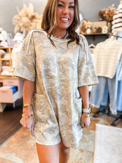 Callie Camo Romper-Taupe