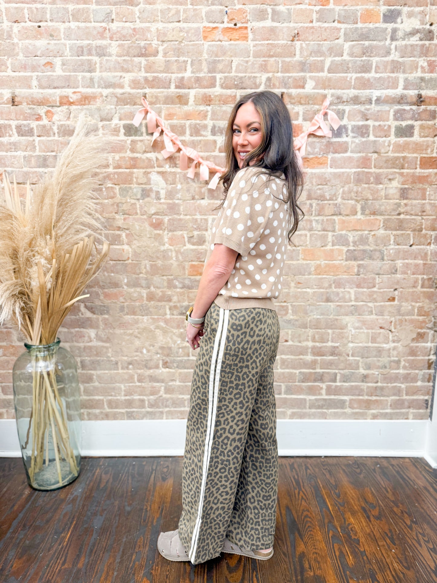 Justine Polka Dot Sweater-Taupe