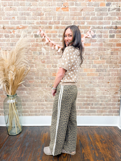 Justine Polka Dot Sweater-Taupe