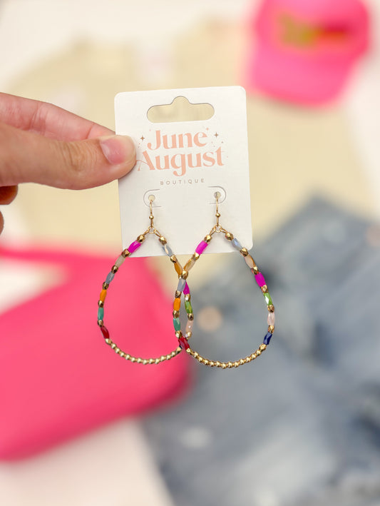 Multicolor Beaded Teardrop Earrings