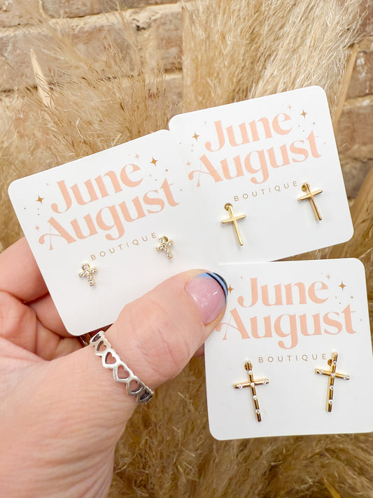 Non Tarnish Cross Studs