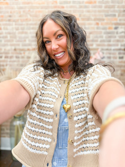 Brynlee Crochet Top-Khaki
