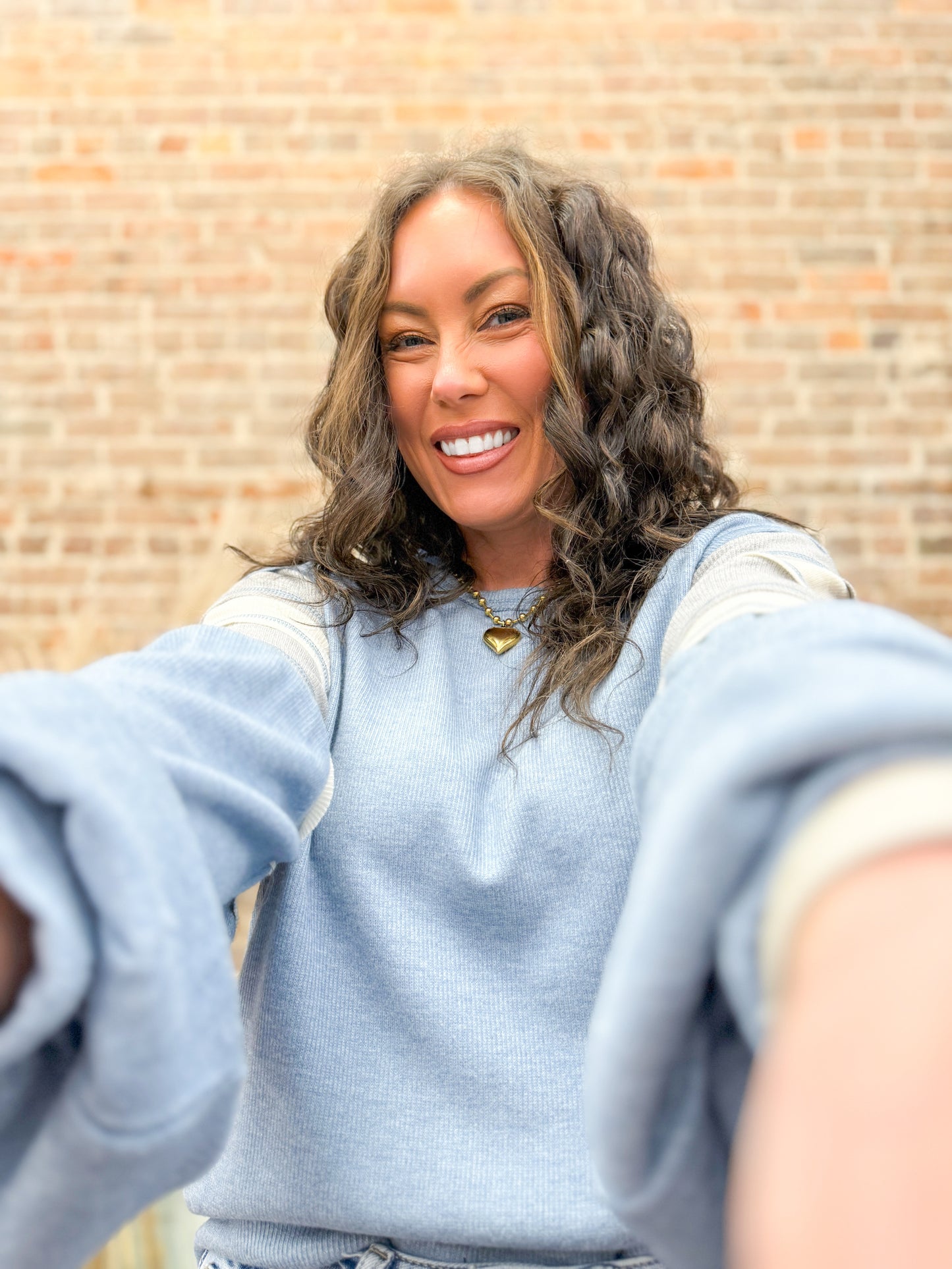 Evelyn Colorblock Top-Blue