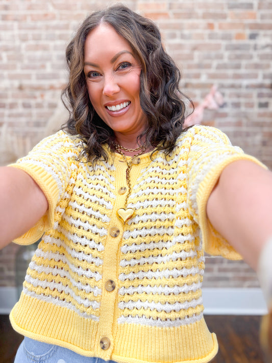 Brynlee Crochet Top-Butter Yellow