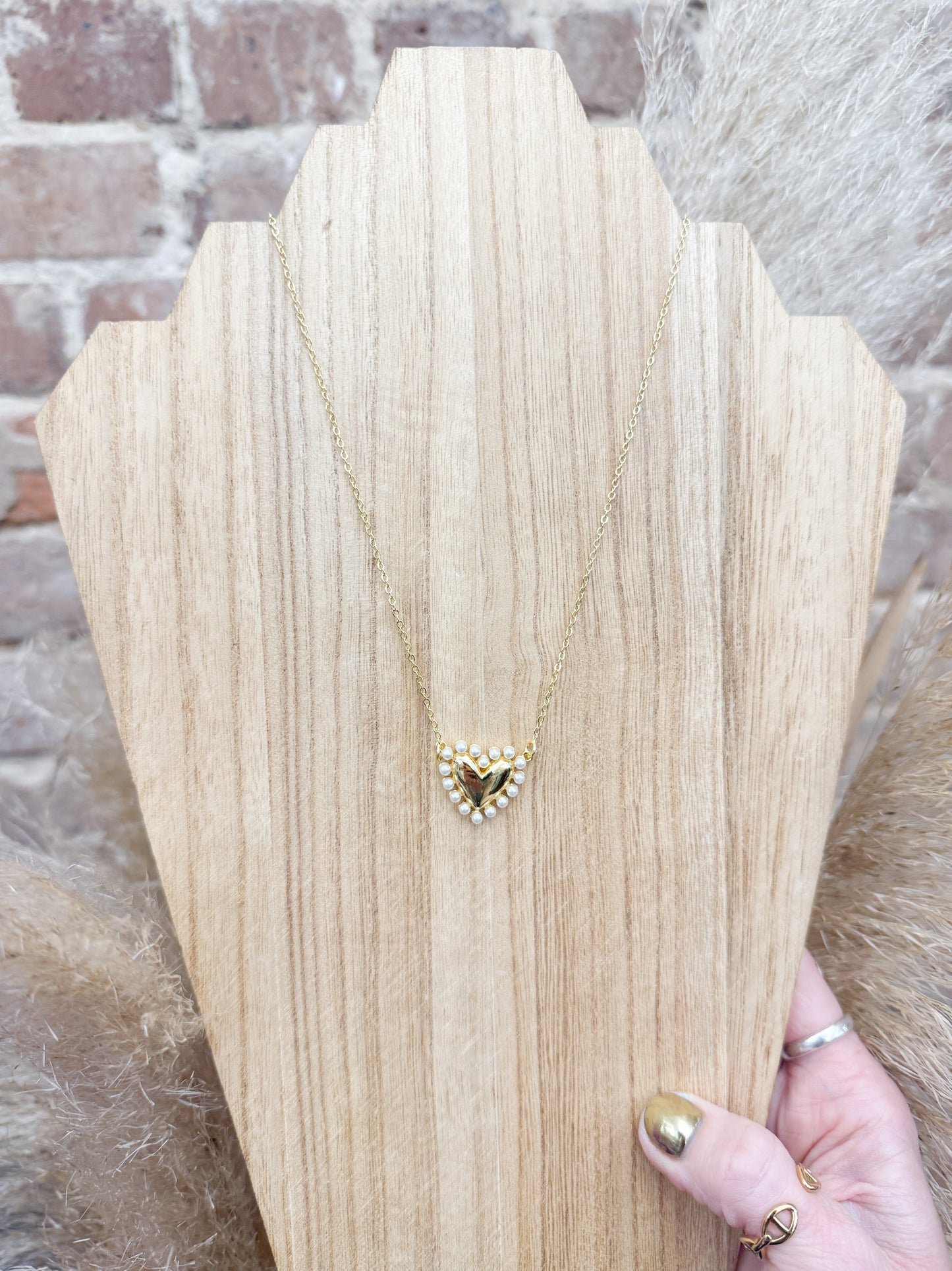 Non-Tarnish Pearl Heart Necklace