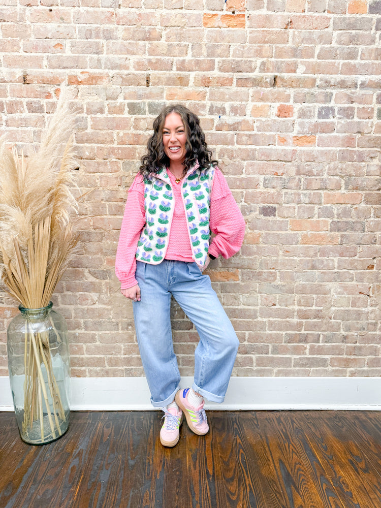 Brinley Textured Vest-Cream Tulip