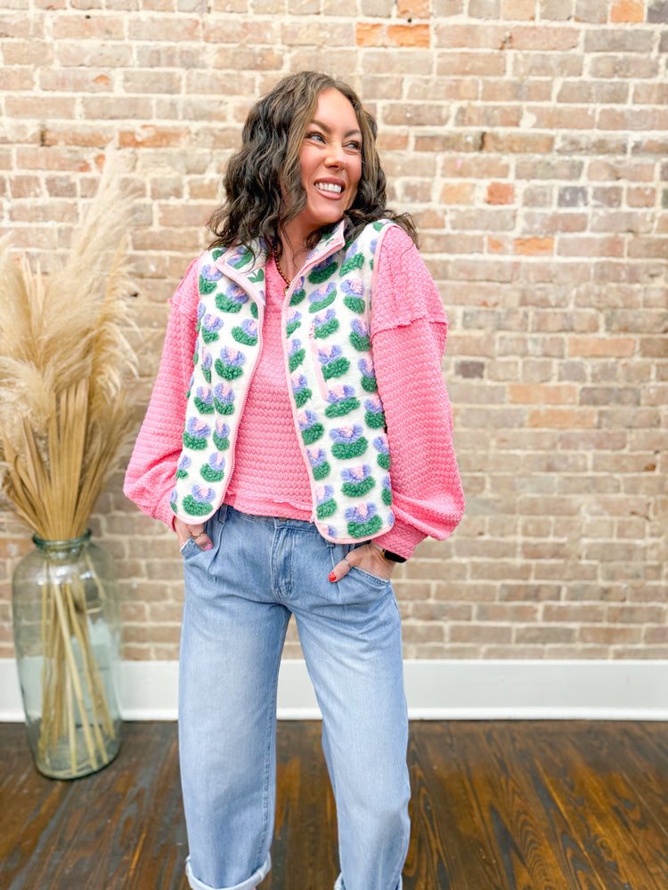 Brinley Textured Vest-Cream Tulip