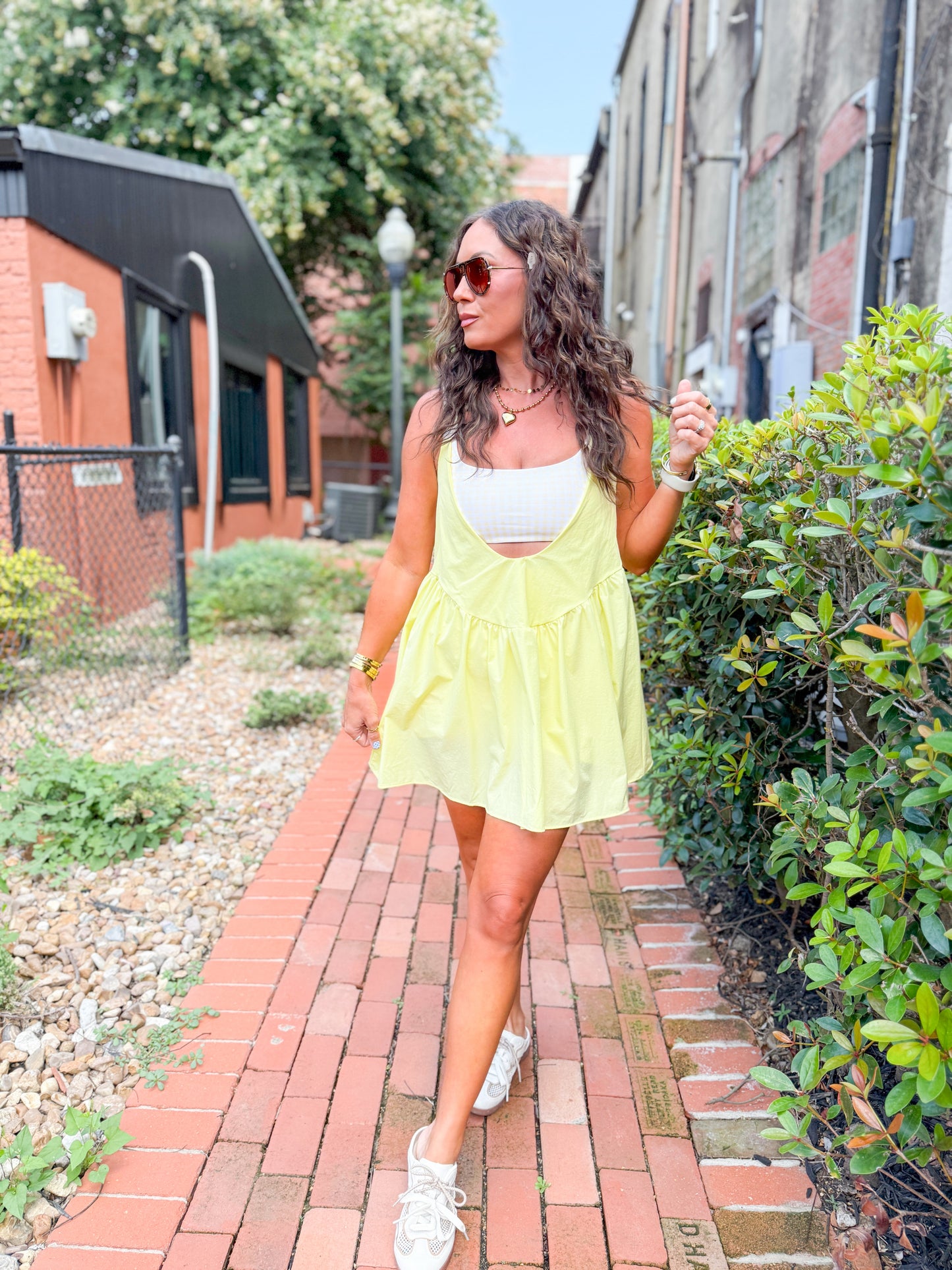 Ginny Gingham Sporty Dress-Yellow