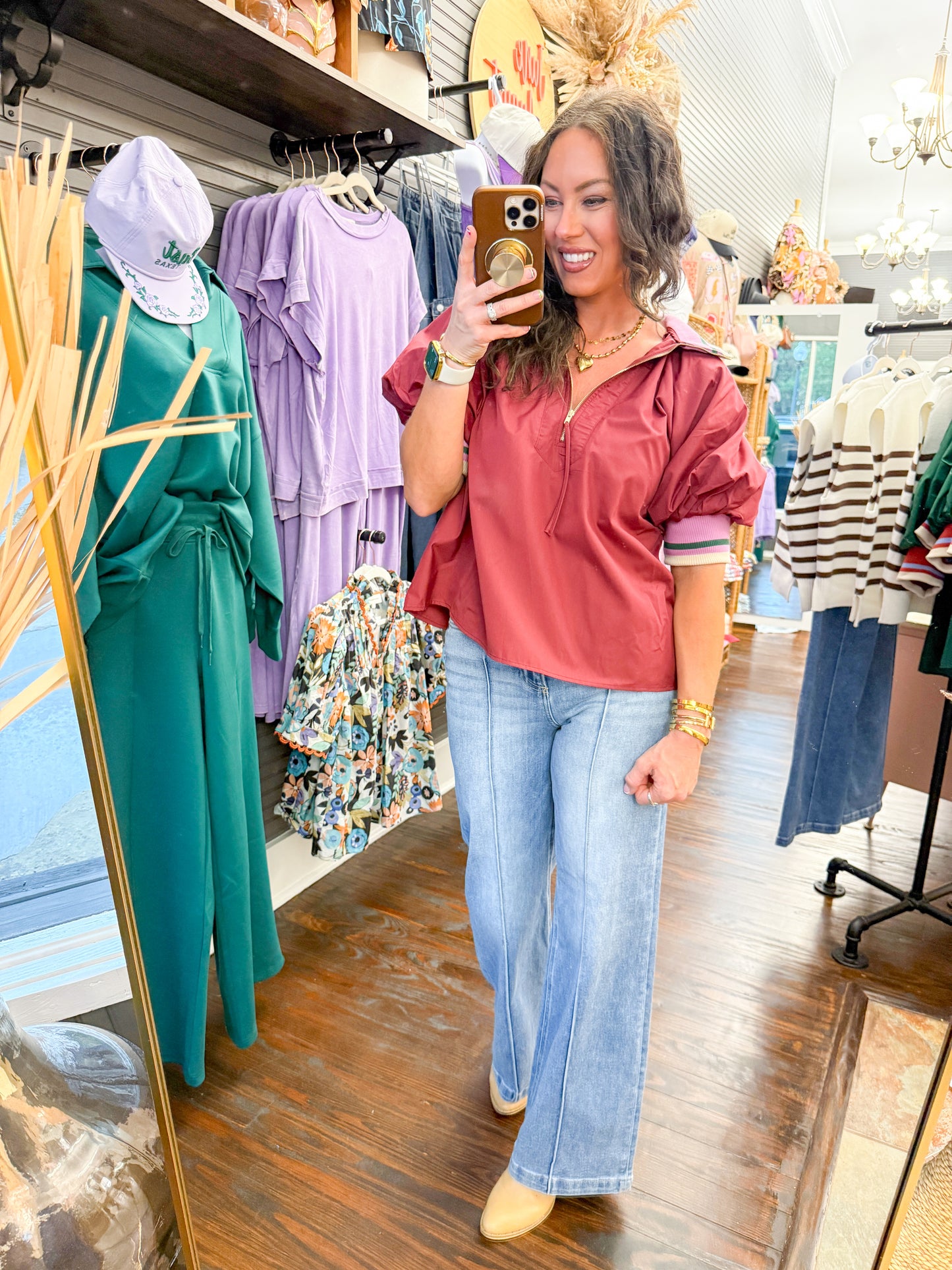 Raegan Collarded Top-Burgundy