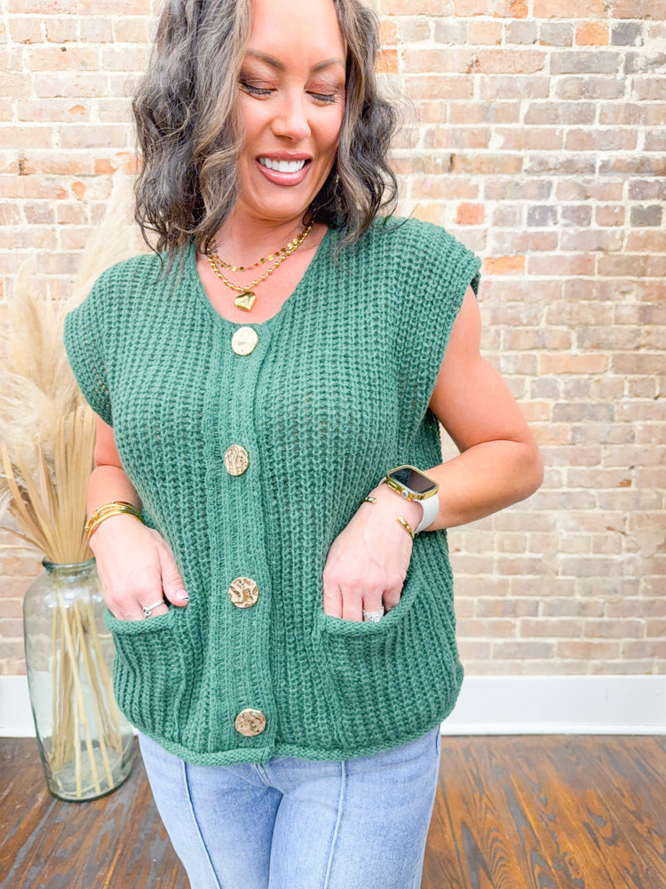 Sadie Sweater Vest-Dark Green