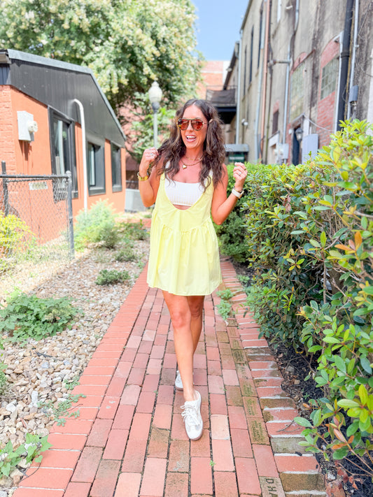Ginny Gingham Sporty Dress-Yellow