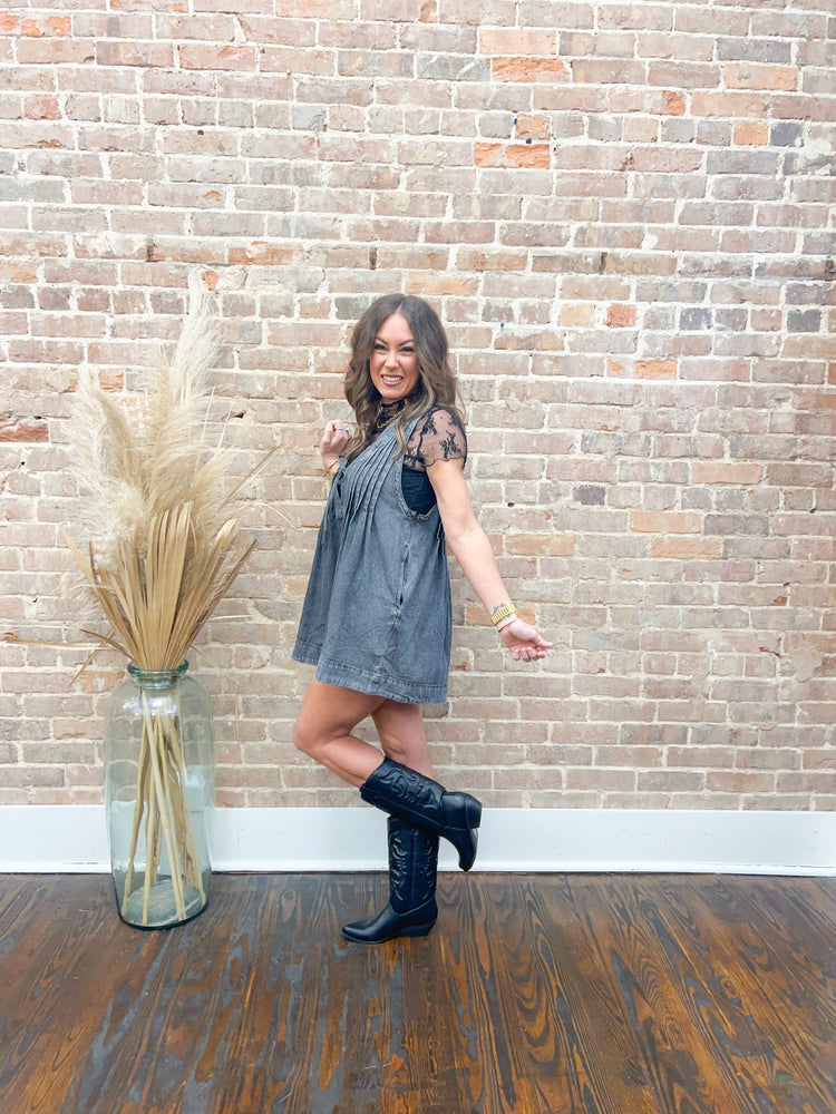 Dixie Denim Romper-Black